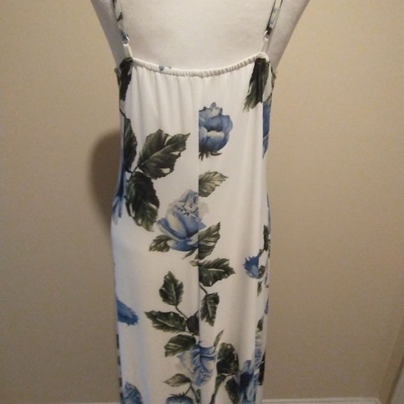 Thirty Thirty Blue and White Floral Sleeveless Spaghetti Strap Maxi Dress - Picture 6 of 9